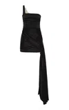 Rachel Gilbert Lorna Single-shoulder Mini Dress In Black
