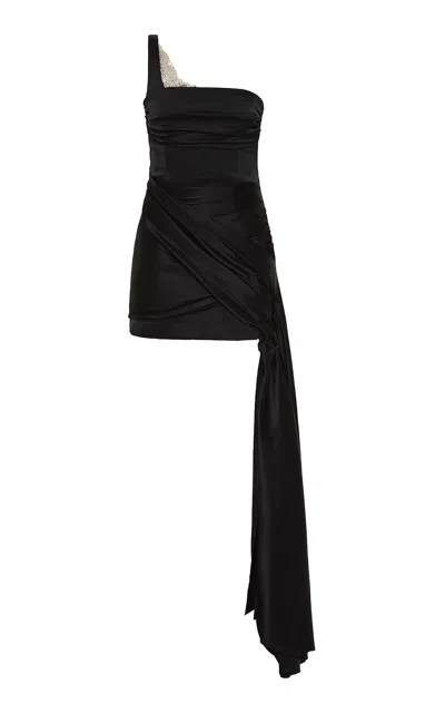 Rachel Gilbert Lorna Single-shoulder Mini Dress In Black