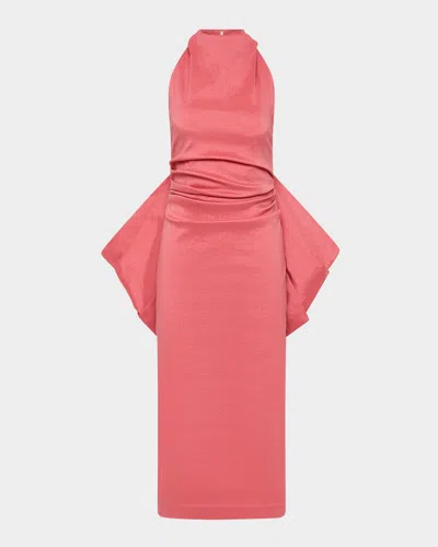 Rachel Gilbert Lottie Bow Halter Midi Dress In Rosewater