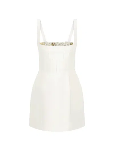 Rachel Gilbert Ludovica Floral Embellished Mini Dress In White