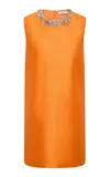 Rachel Gilbert Ludovica Wool-silk Shift Mini Dress In Orange