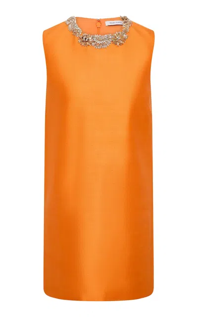 Rachel Gilbert Ludovica Wool-silk Shift Mini Dress In Orange