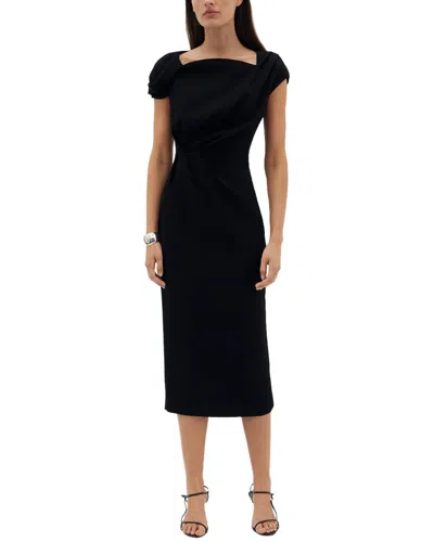 Rachel Gilbert Lukas Pleat Detail Midi Dress In Black