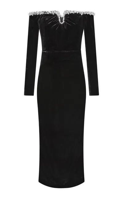 Rachel Gilbert Lyon Off-the-shoulder Midi Dress In Black