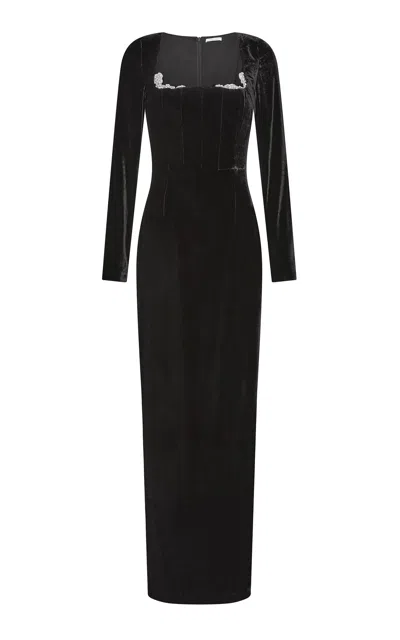 Rachel Gilbert Lyon Silk-blend Column Gown In Black