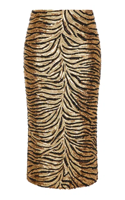 Rachel Gilbert Maison Crystal-embellished Midi Skirt In Brown