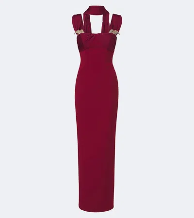 Rachel Gilbert Mali Embellished Gown In Burgundy