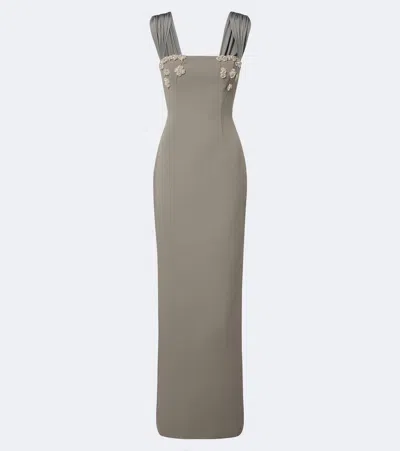 Rachel Gilbert Malia Embellished Crepe Corset Gown In Gray