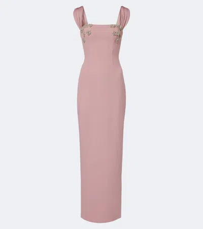 Rachel Gilbert Malia Embellished Crêpe Corset Gown In Pink
