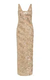 Rachel Gilbert Marcel Embellished Gown In Gold