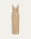 Rachel Gilbert Marcel Embellished Sleeveless Column Gown In Neutral