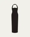 Rachel Gilbert Maria Tulle Halter Column Gown In Black