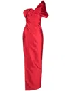 Rachel Gilbert Marlo One-shoulder Gown Dress In Red