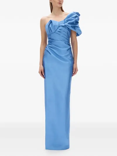 Rachel Gilbert Marlo One-shoulder Maxi Dress In Blue