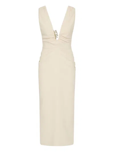 Rachel Gilbert Martina Embellished Midi Cocktail Dress In White
