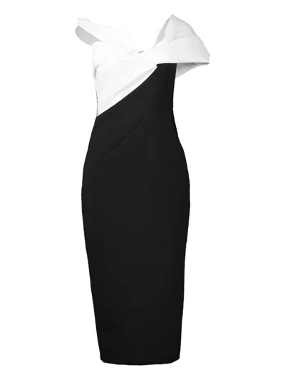 Rachel Gilbert Matteo Draped Off-shoulder Midi Dress In Black