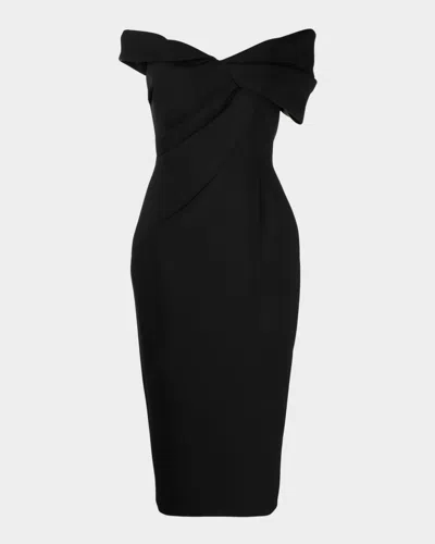 Rachel Gilbert Mattie Draped Off-the-shoulder Midi Dress In Black