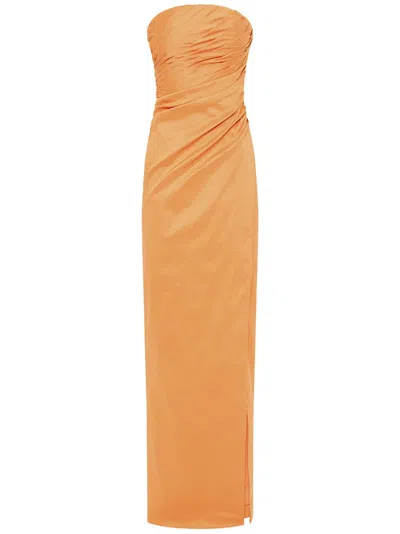 Rachel Gilbert Mira Strapless Midi Dress In Orange