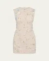 Rachel Gilbert Mistral Floral Applique Cotton Mesh Mini Dress In Neutral