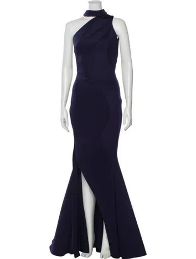 Pre-owned Rachel Gilbert Mock Neck Long Dress In Blue