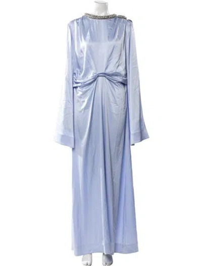 Pre-owned Rachel Gilbert Mock Neck Long Dress In Blue