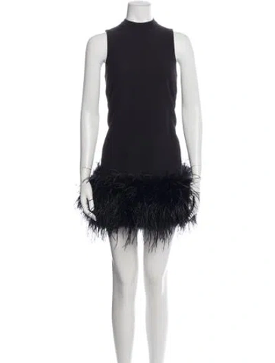 Pre-owned Rachel Gilbert Mock Neck Mini Dress In Black
