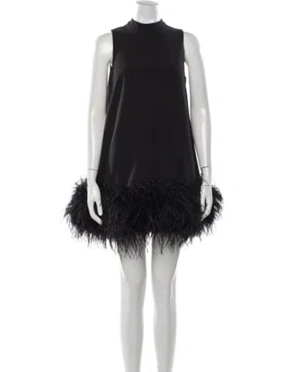 Pre-owned Rachel Gilbert Mock Neck Mini Dress In Black