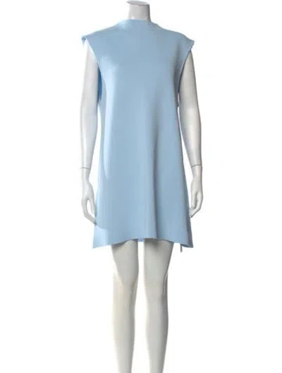 Pre-owned Rachel Gilbert Mock Neck Mini Dress In Blue