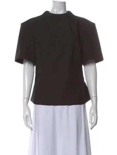 Pre-owned Rachel Gilbert Mock Neck Short Sleeve Top In Black
