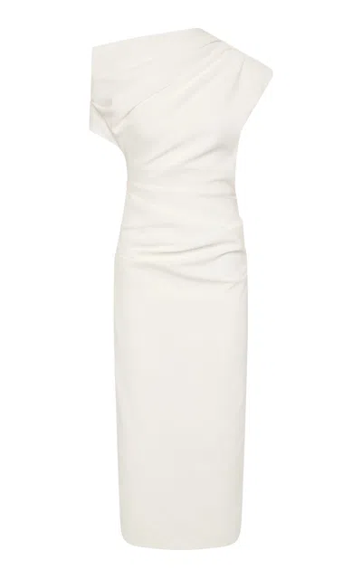 Rachel Gilbert Myra Draped V-neck Maxi Gown In White