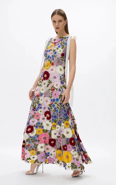 Rachel Gilbert Lyra Floral-embroidery Gown