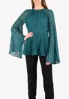 Rachel Gilbert Nyla Pleated Fit Flare Top In Green