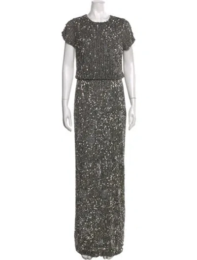 Pre-owned Rachel Gilbert Nylon Long Dress In Grey/metallic