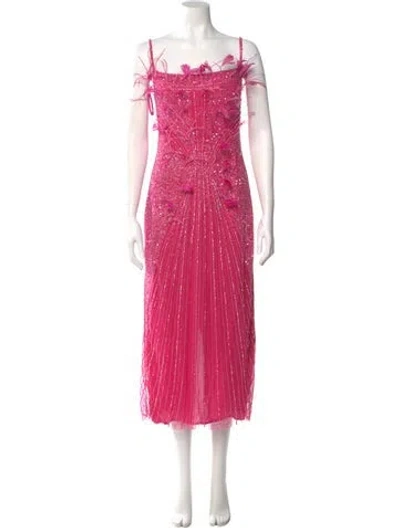 Pre-owned Rachel Gilbert Nylon Long Dress W/ Tags In Pink