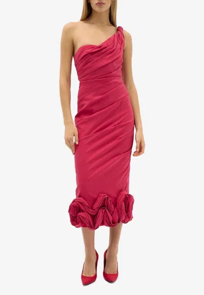 Rachel Gilbert Ochro One-shoulder Midi Dress In Red