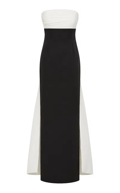 Rachel Gilbert Odette Strapless Crepe Gown In Black,white