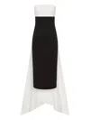 Rachel Gilbert Odette Strapless Draped-back Midi Dress In Multi