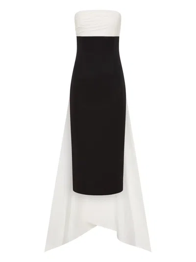 Rachel Gilbert Odette Strapless Draped-back Midi Dress In Multi