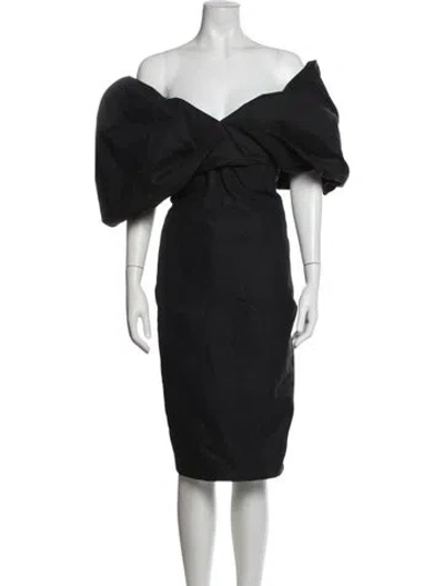 Pre-owned Rachel Gilbert Off-the-shoulder Knee-length Dress In Black
