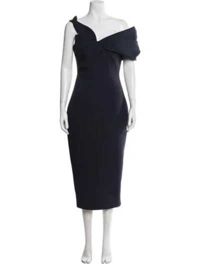 Pre-owned Rachel Gilbert Off-the-shoulder Knee-length Dress In Blue