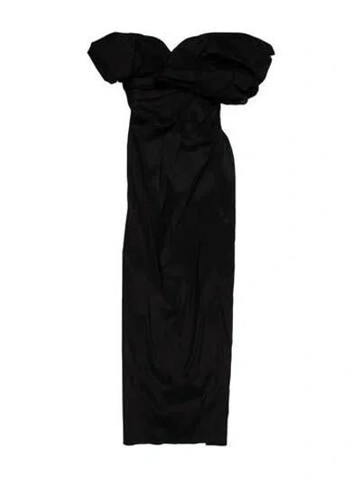 Pre-owned Rachel Gilbert Off-the-shoulder Long Dress In Black