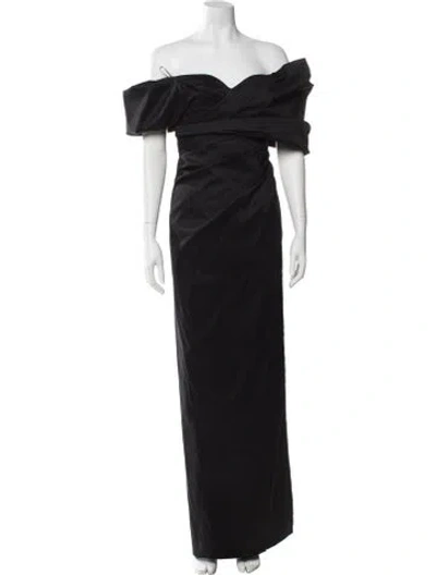 Pre-owned Rachel Gilbert Off-the-shoulder Long Dress In Black