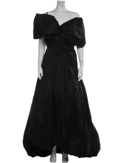 Pre-owned Rachel Gilbert Off-the-shoulder Long Dress In Black