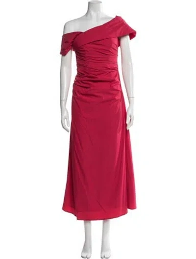 Pre-owned Rachel Gilbert Off-the-shoulder Long Dress In Pink