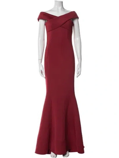 Pre-owned Rachel Gilbert Off-the-shoulder Long Dress In Red