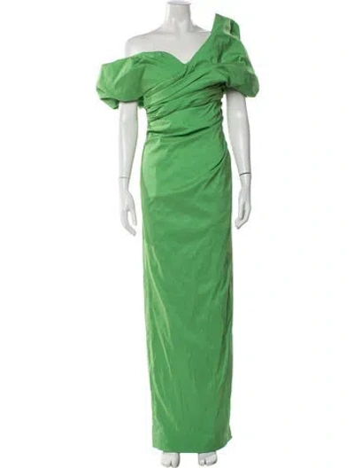 Pre-owned Rachel Gilbert Off-the-shoulder Long Dress W/ Tags In Green