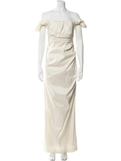 Pre-owned Rachel Gilbert Off-the-shoulder Long Dress W/ Tags In Neutral