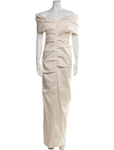 Pre-owned Rachel Gilbert Off-the-shoulder Long Dress W/ Tags In Neutrals