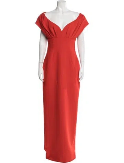Pre-owned Rachel Gilbert Off-the-shoulder Long Dress W/ Tags In Orange