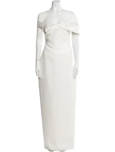 Pre-owned Rachel Gilbert Off-the-shoulder Long Dress W/ Tags In White